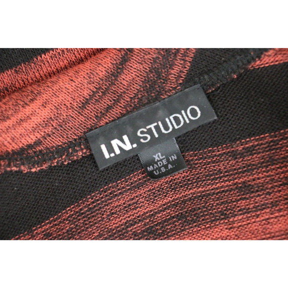 Y2K IN Studio Womens Size XL Knit Striped Raglan Poncho Sweater Rust Black - Picture 7 of 7